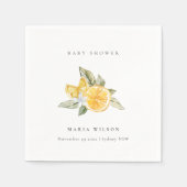 レモミニマルン植物葉ボホベイビーシャワー スタンダードカクテルナプキン (正面)