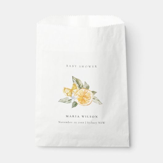 レモミニマルン植物葉ボホベイビーシャワー フェイバーバッグ (正面)