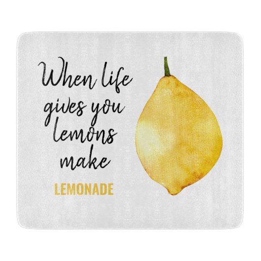 レモモダンンおもしろいイエロー引用文 カッティングボード (正面)