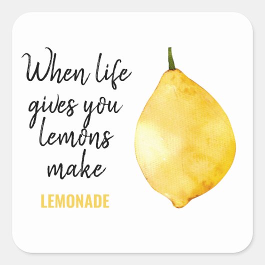 レモモダンンおもしろいイエロー引用文 スクエアシール (正面)