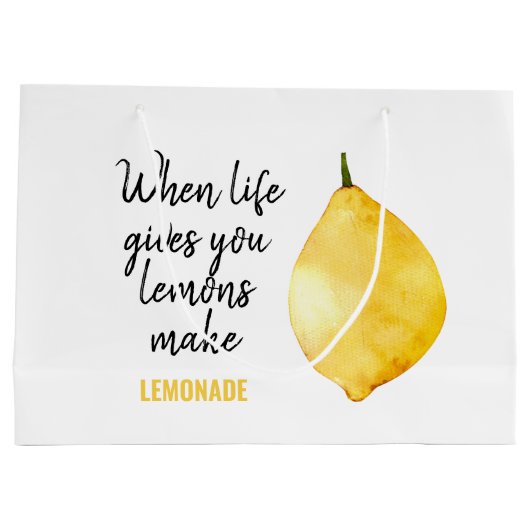 レモモダンンおもしろいイエロー引用文 ラージペーパーバッグ (裏面)