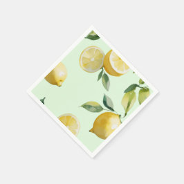 レモモダンンイエローフローラスクリプトブライダルシャワー スタンダードカクテルナプキン