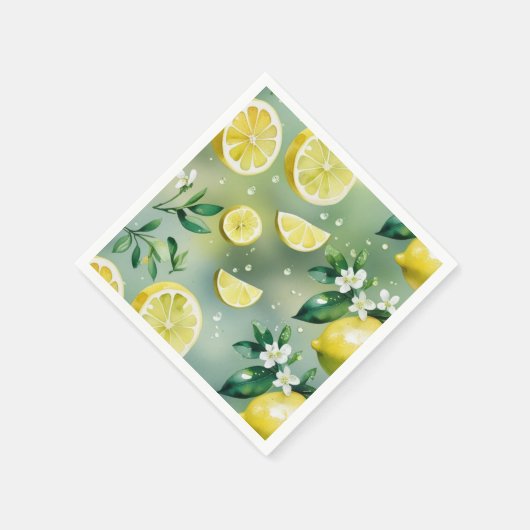 レモモダンンイエローフローラスクリプトブライダルシャワー スタンダードカクテルナプキン (角)