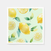 レモモダンンイエローフローラスクリプトブライダルシャワー スタンダードカクテルナプキン (正面)
