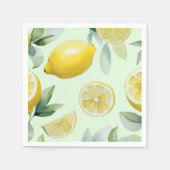 レモモダンンイエローフローラスクリプトブライダルシャワー スタンダードカクテルナプキン (正面)