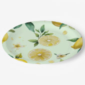 レモモダンンイエローフローラスクリプトブライダルシャワー ペーパープレート (アングル)