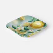 レモモダンンイエローフローラスクリプトブライダルシャワー ペーパープレート (傾斜あり)