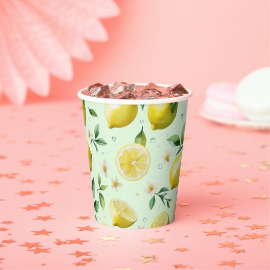 レモモダンンイエローフローラスクリプトブライダルシャワー 紙コップ (インサイチュ)