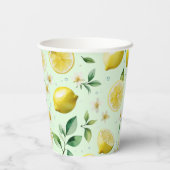 レモモダンンイエローフローラスクリプトブライダルシャワー 紙コップ (裏面)