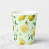 レモモダンンイエローフローラスクリプトブライダルシャワー 紙コップ (正面)