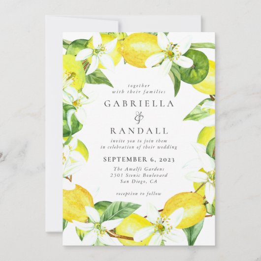 レモモダンンウォーター結婚式招待状 招待状 (正面)