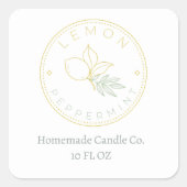 レモモダンンエレガントペパーミントキャンドル スクエアシール (正面)