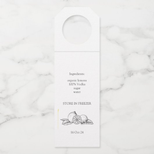 レモモダンンエレガントリモンチェロ結婚のボトル ボトルネックタグ (裏面)