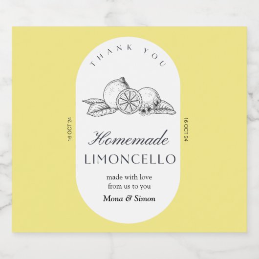 レモモダンンエレガントリモンチェロ結婚のボトル リキュールボトルラベル (シングルラベル)