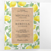 レモモダンンオーチャードグリーンリーKraftの写結婚真 三つ折り招待状 (内部最初)