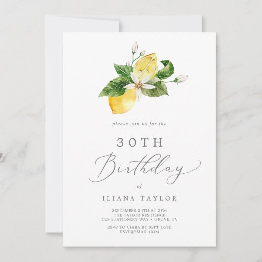 レモモダンンガーデン30歳の誕生日 招待状 (正面)
