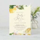レモモダンンガーデン |黄色の赤ちゃんシャワー 招待状 (スタンド正面)