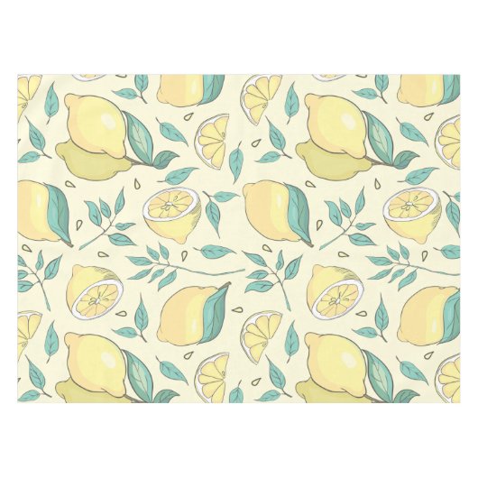 レモモダンンシトラスサマーイエローパーソナライズされた テーブルクロス (正面(横))