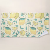 レモモダンンシトラスサマーイエローパーソナライズされた ビーチタオル (正面)