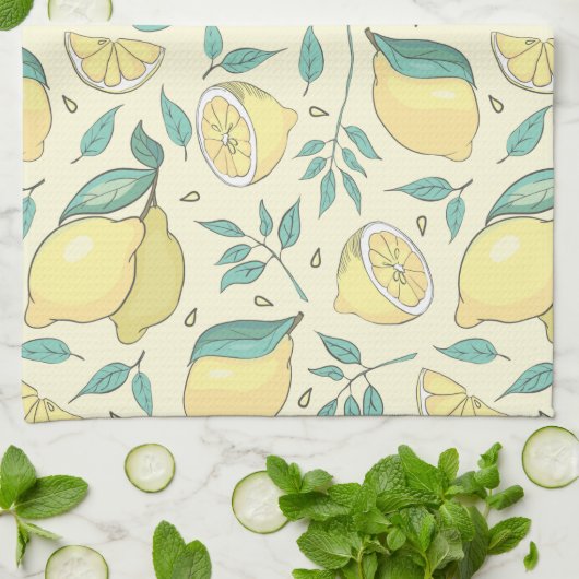 レモモダンンシトラスサマーイエローパーソナライズされたAp キッチンタオル (折り畳み)