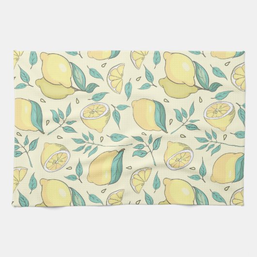 レモモダンンシトラスサマーイエローパーソナライズされたAp キッチンタオル (横)