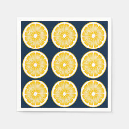 レモモダンンスライスNavy Blue & Yellow スタンダードカクテルナプキン