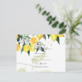 レモモダンンツリー結婚式の日付を保存 ポストカード (スタンド正面)