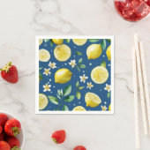 レモモダンンブルーフローラスクリプトブライダルシャワー スタンダードカクテルナプキン (インサイチュ)