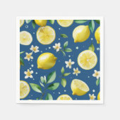 レモモダンンブルーフローラスクリプトブライダルシャワー スタンダードカクテルナプキン (正面)