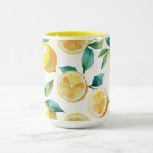 レモモダンンブルーフローラスクリプトブライダルシャワー マグカップ (中央)