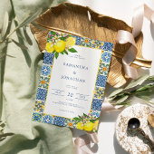 レモモダンンブルー&イエロー地中海のズ 招待状