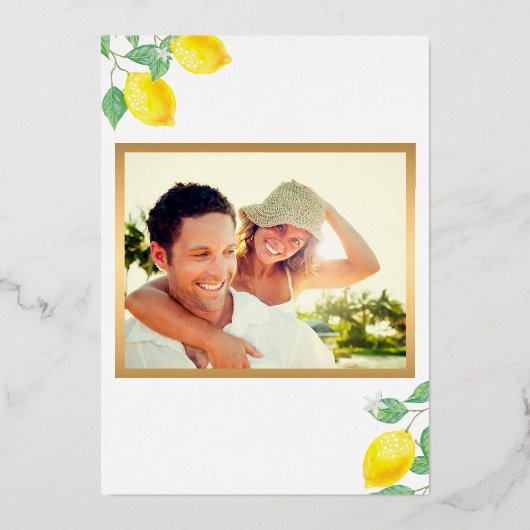 レモモダンンメリークリスマスの木の柑橘系の写真 箔シーズンカード (裏面)