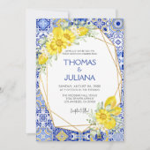 レモモダンン地中海のブルーイタリアン結婚ズ 招待状 (正面)