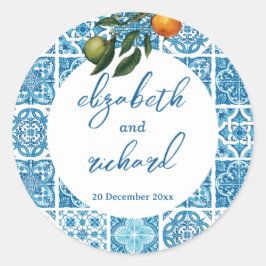 レモモダンン地中海のブルー結婚タイル ラウンドシール