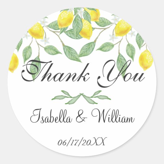 レモモダンン夏結婚の感謝 ラウンドシール (正面)