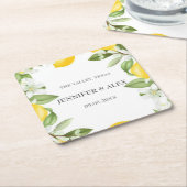 レモモダンン素朴カスタムス結婚ボホギフト スクエアペーパーコースター (アングル)