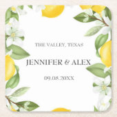 レモモダンン素朴カスタムス結婚ボホギフト スクエアペーパーコースター (正面)