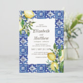 レモモダンン葉ブルー地中海の結婚ズ 招待状 (スタンド正面)