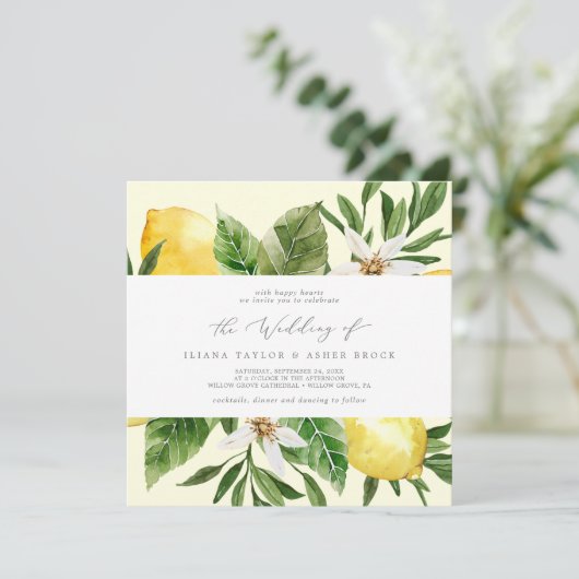 レモモダンン |イエロースクエア結婚式招待状 招待状 (スタンド正面)