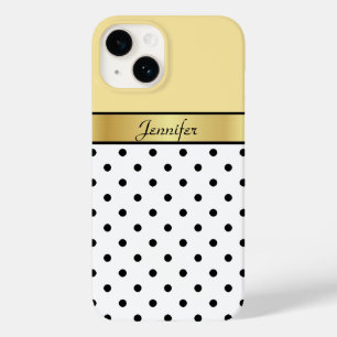 レモユニークンパーソナライズされたイエロー、ホワイトブラックドット Case-Mate iPhone 14ケース
