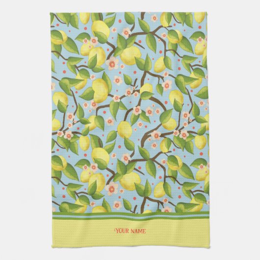 レモンあなたの名前イエローおもしろいフローラ キッチンタオル (縦)