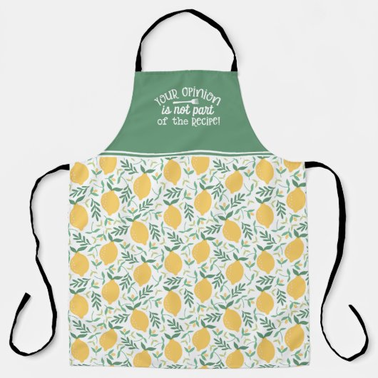 レモンあなたの意見はレシピエプロンの一部ではない エプロン (正面)