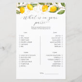 レモンあなたの財布のゲームの中に何があるブライダルシャワー (正面)