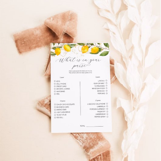 レモンあなたの財布のゲームの中に何があるブライダルシャワー