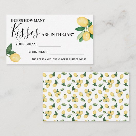 レモンいくつのキスブライダルシャワーゲームカード プレイスカード (正面/裏面)