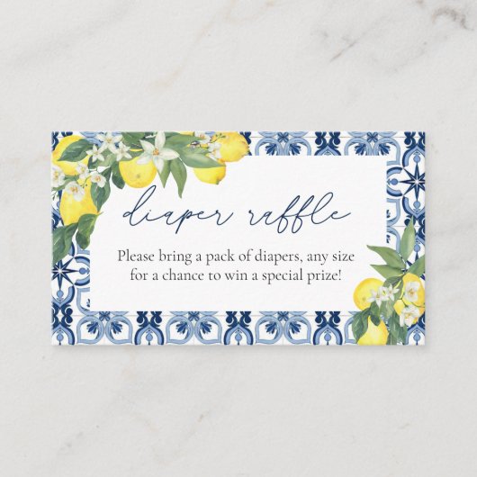 レモンおむつラッフルベビーシャワーエンクロージャカード エンクロージャーカード (正面)