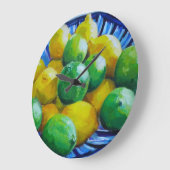 レモンおよびライムが付いている円形の時計 ラージ壁時計 (傾斜)