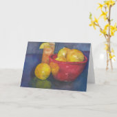 レモンおよび茶空白のなのボール挨拶状 カード (黄色い花)