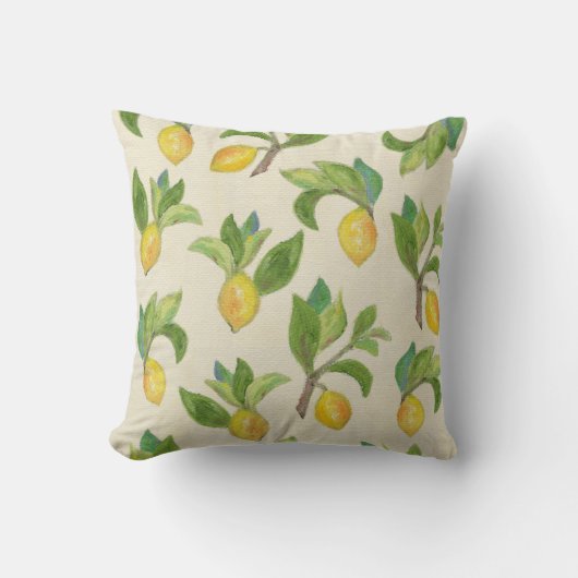 レモンおよび葉の装飾用クッション クッション (正面)