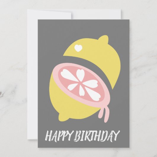 レモンから滴るイエローピンクの誕生日 カード (正面)